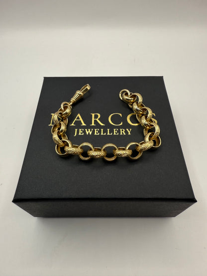 9ct Gold Belcher Bracelet 7.25" 12mm 27.12g
