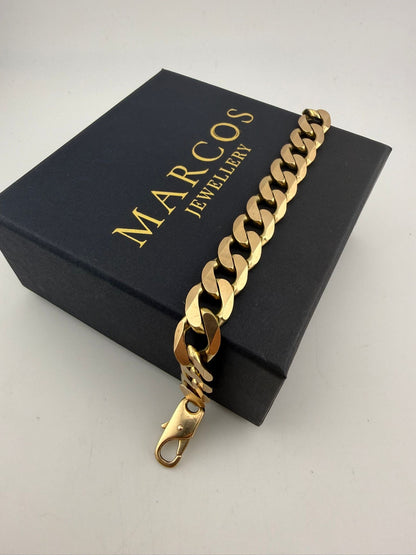 9ct Gold Curb Bracelet 8.75" 11.5mm 35.5g