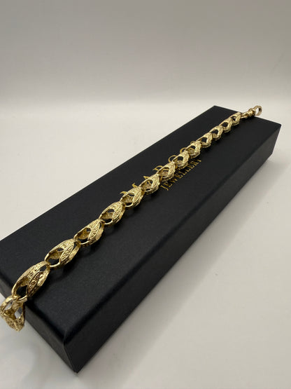 9ct Gold Tulip Bracelet 9.4" 8/9mm 22.08g