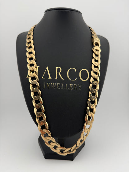 9ct Gold Curb Chain 25" 14mm 122.19g