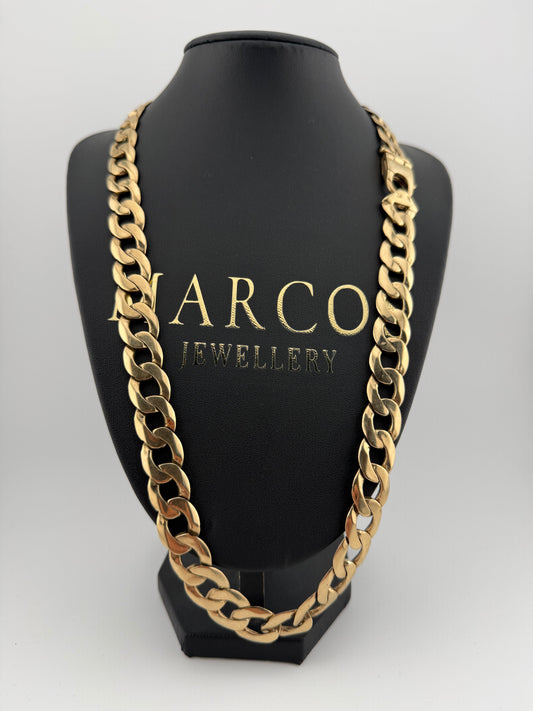 9ct Gold Curb Chain 25" 14mm 122.19g
