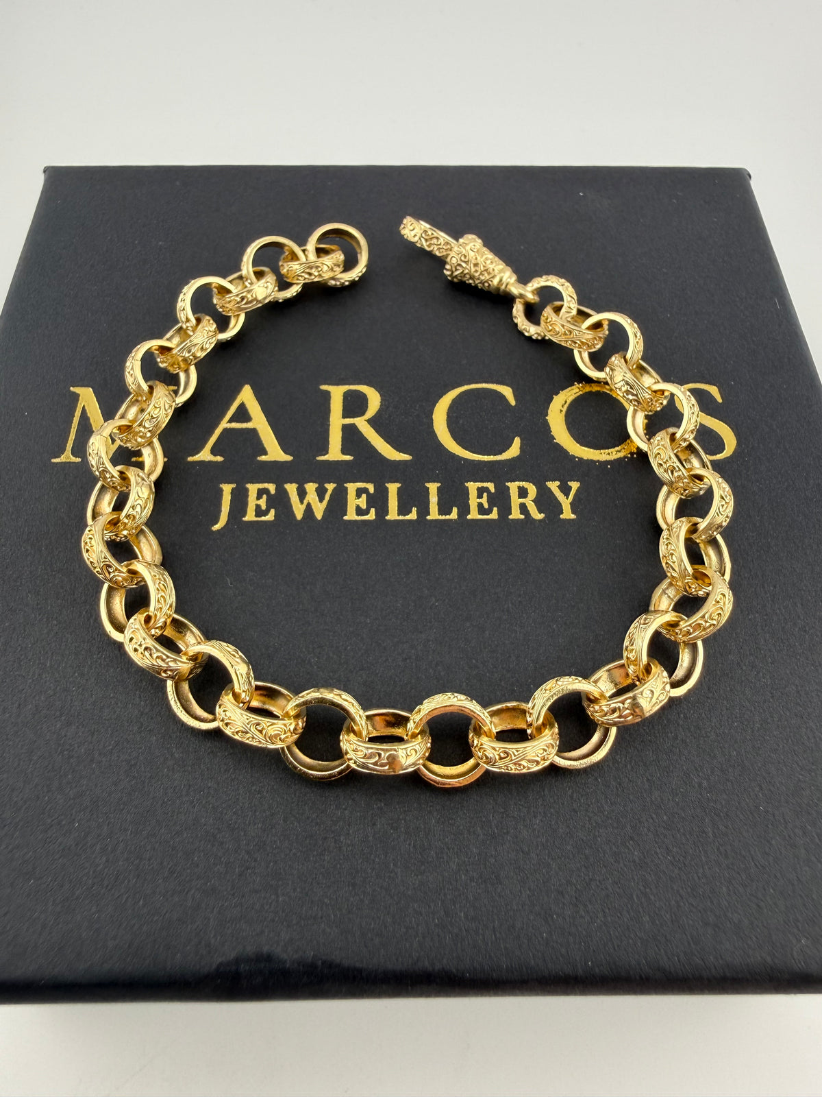 9ct Gold Belcher Bracelet 7.5" 8mm 12.4g
