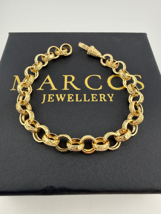 9ct Gold Belcher Bracelet 7.5" 8mm 12.4g