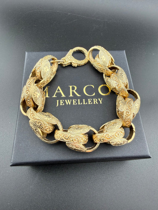 9ct Gold XL Tulip Bracelet 10" 18mm 96.47g