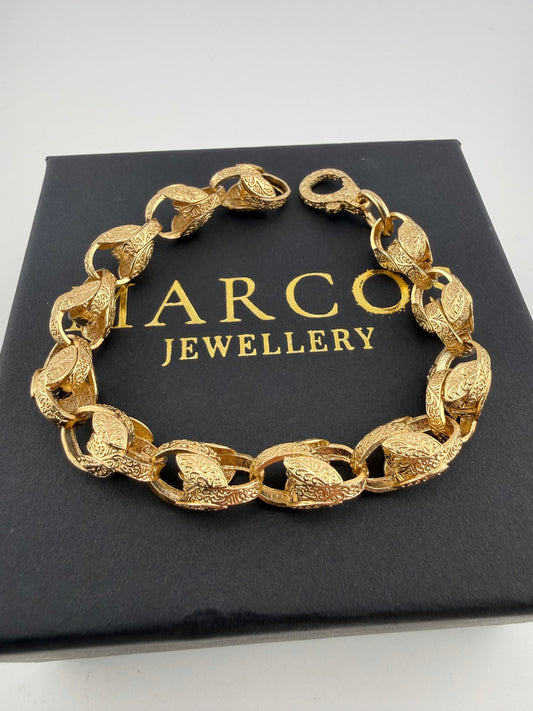 9ct Gold Tulip Bracelet 8.25" 10mm 23.3g