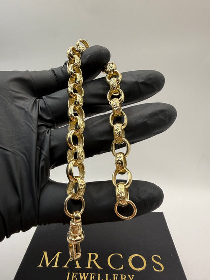 9ct Gold Belcher Bracelet 9.6" 10-11mm 29.1g