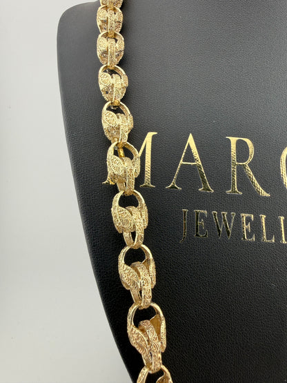 9ct Gold Tulip Chain 26.75" 11mm 90.5g