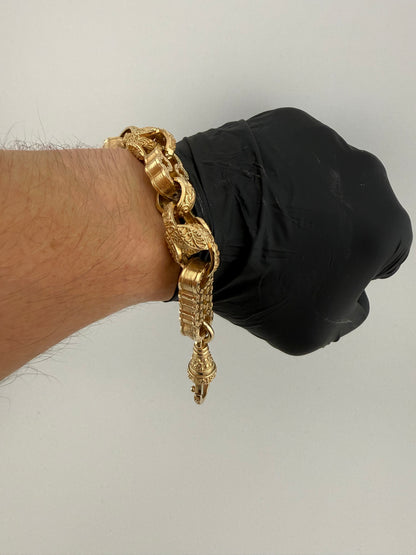 9ct Gold Stars Bars & Tulip XL Bracelet 9.25" 15.5mm 89.1g