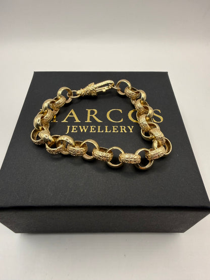 9ct Gold Belcher Bracelet 8.5" 11mm 23.6g