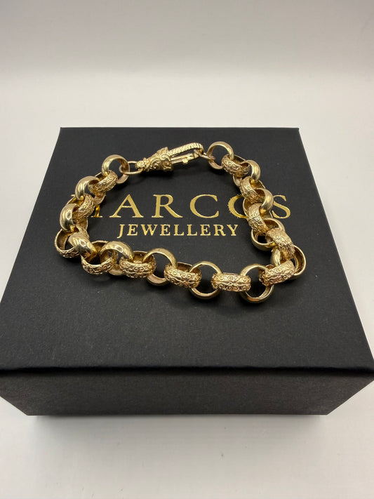 9ct Gold Belcher Bracelet 8.5" 11mm 23.6g