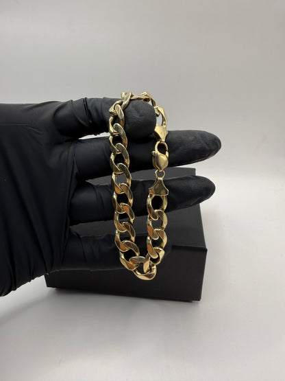 9ct Gold Curb Bracelet 8.1" 11mm 33.53g