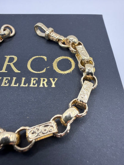 9ct Gold Gypsy Bracelet 7.25" 8mm 19.39g