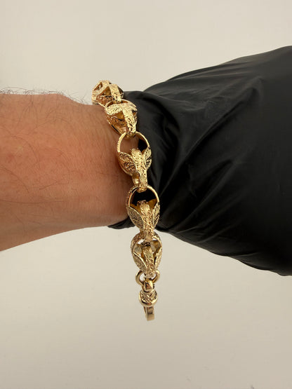 9ct Gold Tulip Bracelet 7.9" 11MM 35.35G