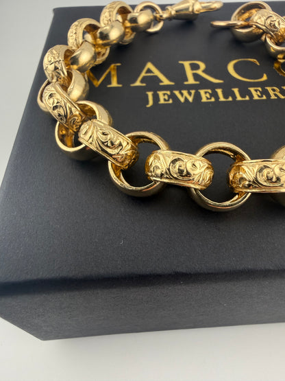 9ct Gold Belcher Bracelet 9.25" 12mm 43.2g