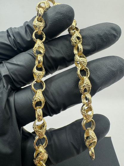 9ct Gold Acorn Belcher Bracelet 8.5" 7.5mm 14.73g