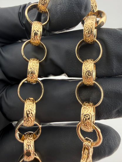 9ct Gold Belcher Bracelet 7.75" 10mm 17.11g