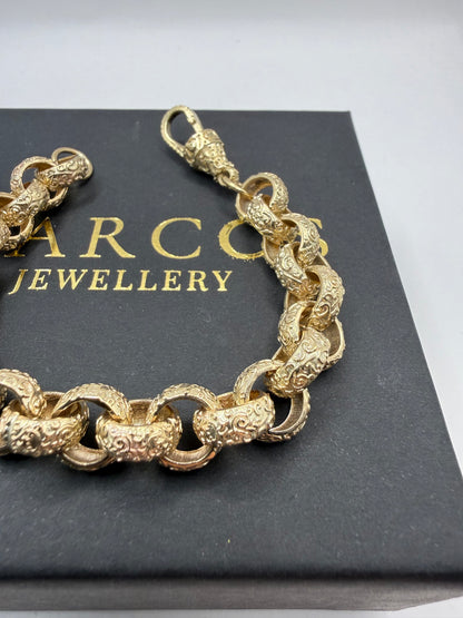 9ct Gold Belcher Bracelet 7.75" 11mm 33g