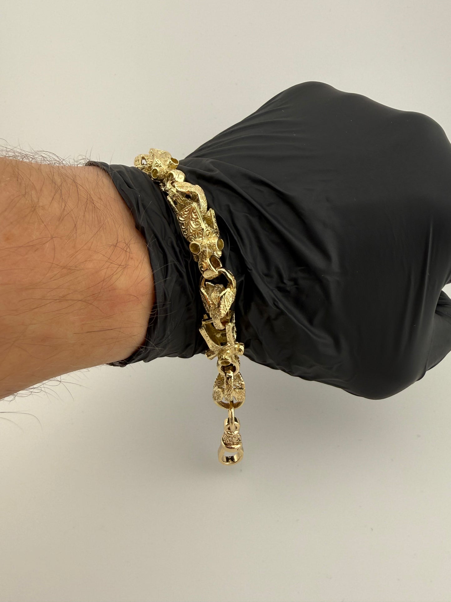 9ct Gold Lego Tulip Bracelet 8.75" 12mm 35.8g