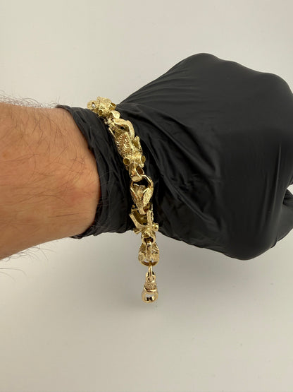 9ct Gold Lego Tulip Bracelet 8.75" 12mm 35.8g