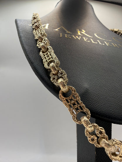 9ct Gold Stars & Bars Chain 24.5" 7mm 62.94g