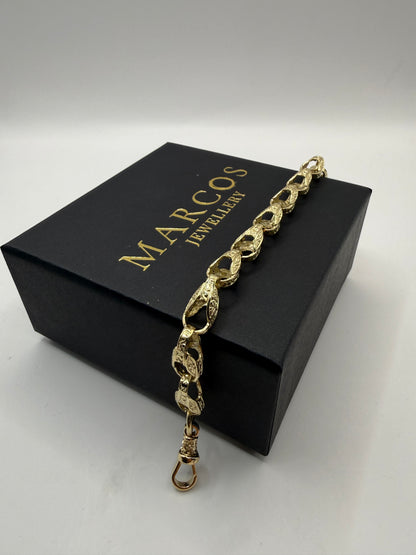 9ct Gold Tulip Bracelet 8.2" 8mm 19g