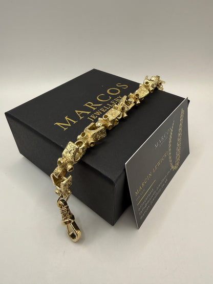 9ct Gold Lego Bracelet 8.8" 12mm 44.14g