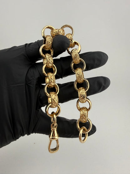 9ct Gold Belcher Bracelet 9.5” 15mm 63.95g