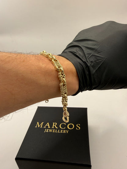 9ct Gold Stars & Bars Bracelet 8.5" 7mm 21.86g