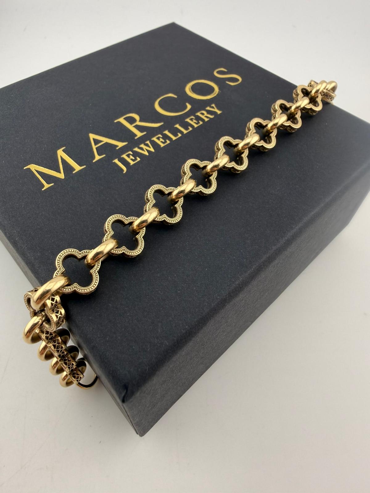 9ct Gold Designer Style Bracelet 7.5" 10mm 19g