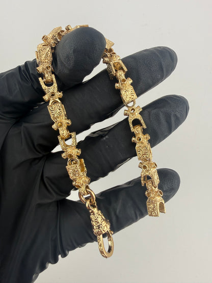9ct Gold Lego Bracelet 7.9" 8mm 23.5g