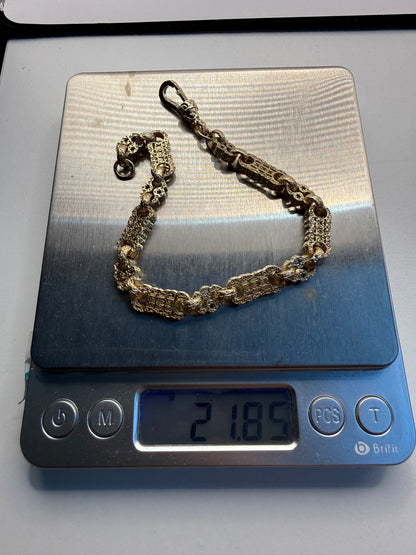 9ct Gold Stars & Bars Bracelet 8.5" 7mm 21.86g