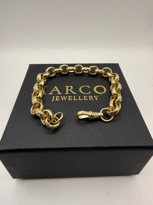9ct Gold Belcher Bracelet 9" 10mm 26.54g