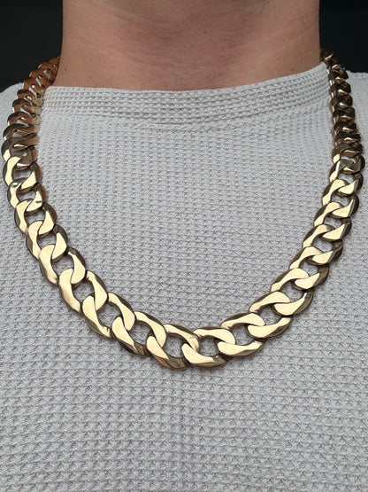 9ct Gold Curb Chain 25" 14mm 122.19g