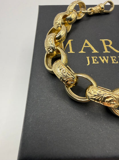 9ct Gold Oval Belcher Bracelet 9" 12-14mm 49.1g