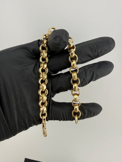 9ct Gold Belcher Bracelet 8.75" 9mm 31.2g