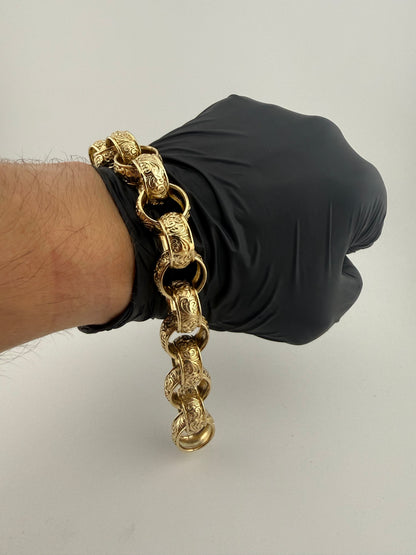 9ct Gold Belcher Bracelet 10.25" 18.5mm 86.39g