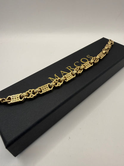 9ct Gold Stars & Bars Bracelet 9.25" 9mm 28.23g