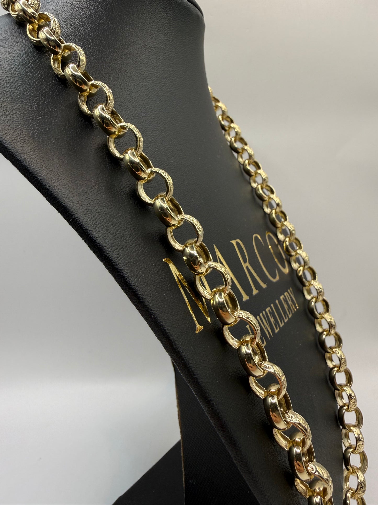 9ct Gold Belcher Chain 24.5" 11mm 77.36g