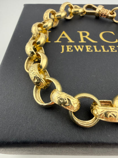 9ct Gold Belcher Bracelet 8.75" 11mm 27g