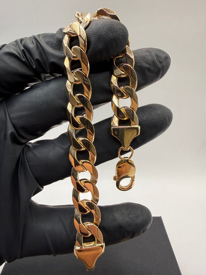 9ct Gold Curb Bracelet 8.1" 12mm 41.2g