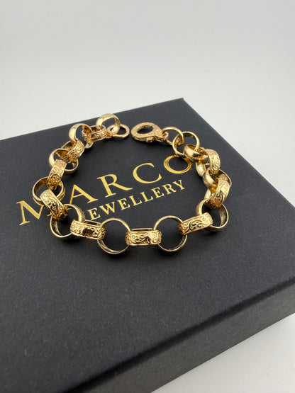 9ct Gold Belcher Bracelet 7.75" 10mm 17.11g