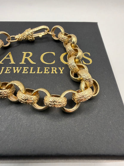 9ct Gold Belcher Bracelet 8.5" 11mm 23.6g