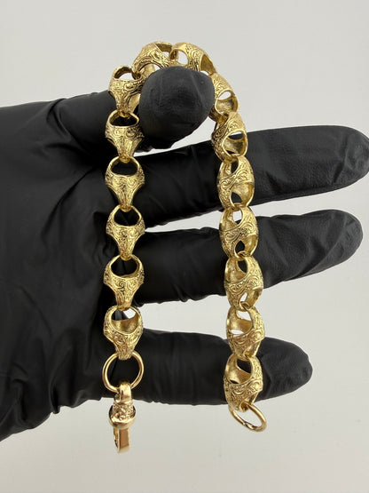 9ct Gold Acorn Bracelet 9.25” 11mm 29.57g