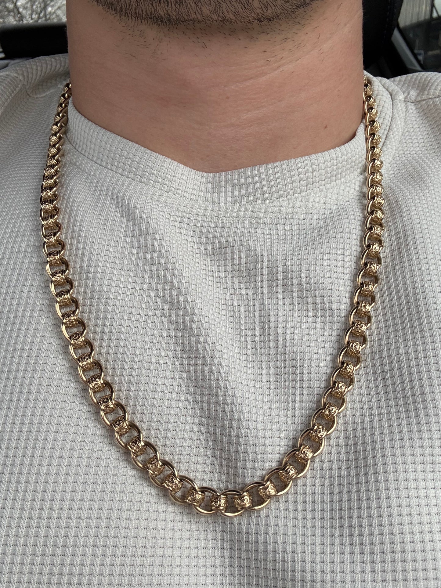 9ct Gold Roller Ball Chain 26" 8.5mm 91.4g approx