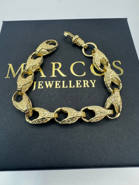 9ct Solid Gold Tulip Bracelet 7" 8mm 15.88g