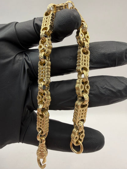 9ct Gold Stars & Bars Bracelet 9.25" 9mm 28.23g