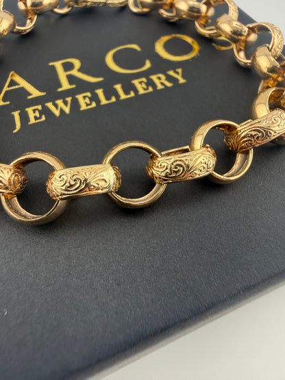 9ct Gold Belcher Bracelet 8.5" 11mm 27.5g