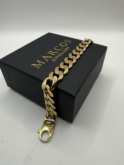 9ct Gold Curb Bracelet 9" 13.5mm 56g
