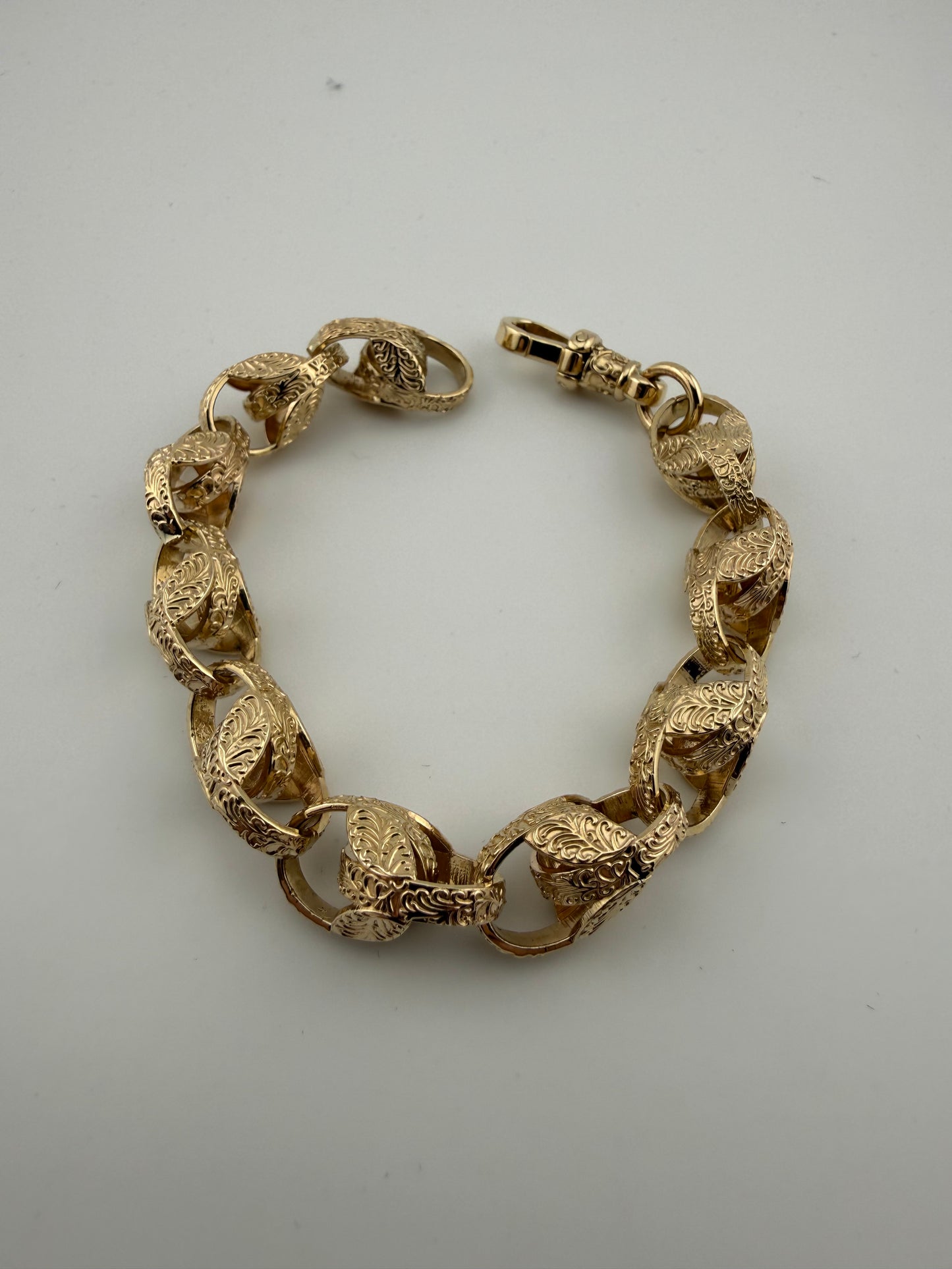 9ct Gold Tulip Bracelet 7.9" 11MM 35.35G