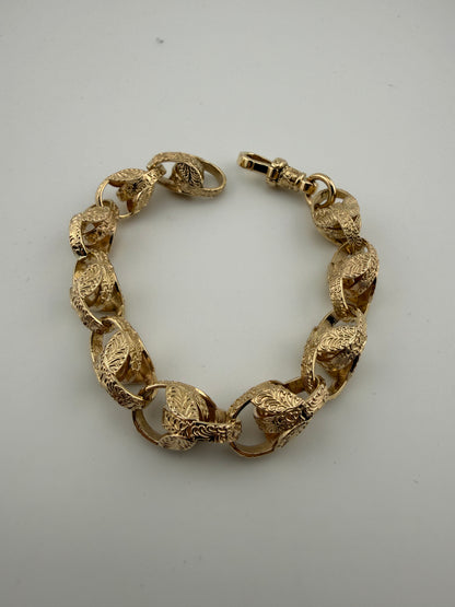 9ct Gold Tulip Bracelet 7.9" 11MM 35.35G